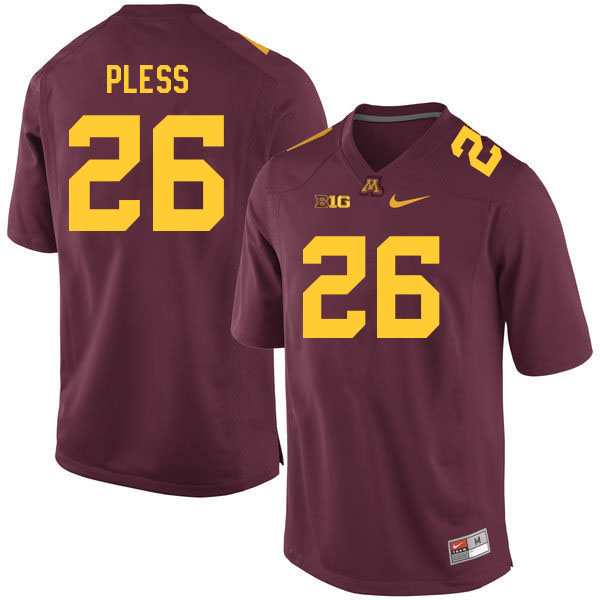 Men #26 Victor Pless Minnesota Golden Gophers College Football Jerseys Sale-Maroon - Click Image to Close